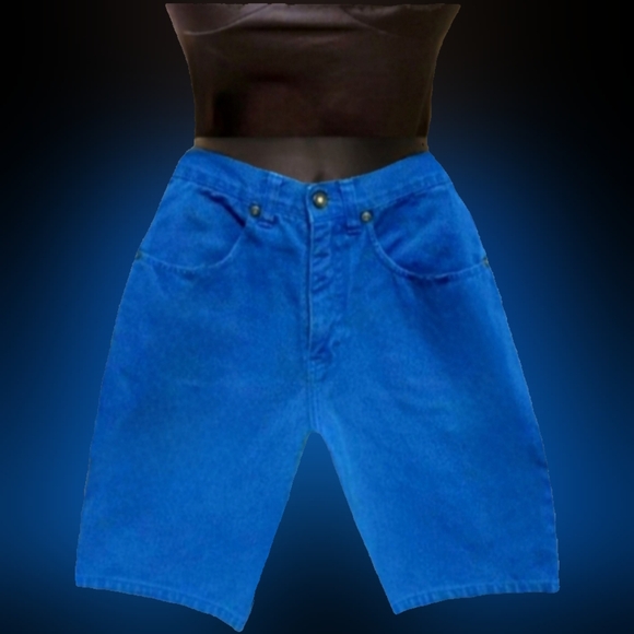 Vtg 90s Ny Line royal blue acid wash high waist denim mom jean shorts 4/6 NWOT - Picture 16 of 17